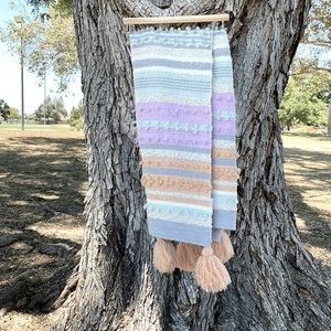 New Luxurious Soft Pastel Oversized Summer Throw Pink Mint Sherbet Orange Tassel